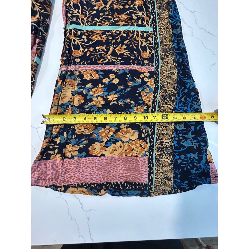 Jase Pull On Stretch Womens Floral Patchwork Wide Leg Boho Palazzo Pants Medium - Picture 8 of 8